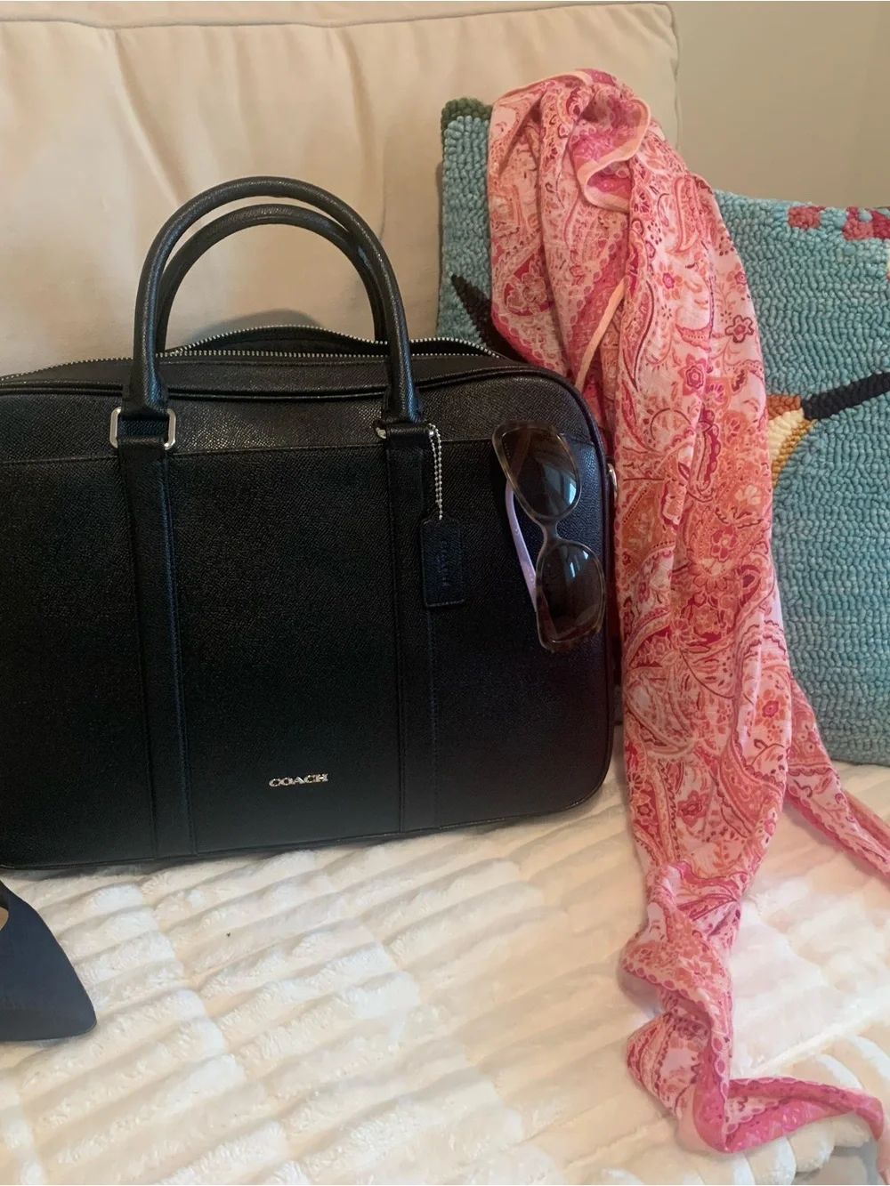 Coach Black Leather Briefcase with Top Handles